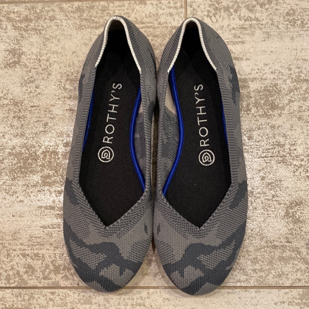 Gray Camo Rothy’s Flats, Size 7.5